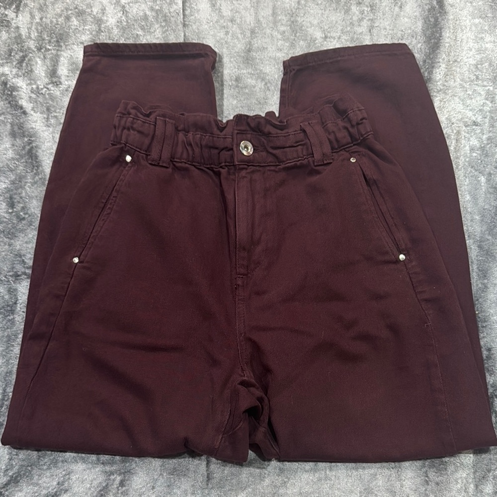 Zara Dark Red Pleated Trousers